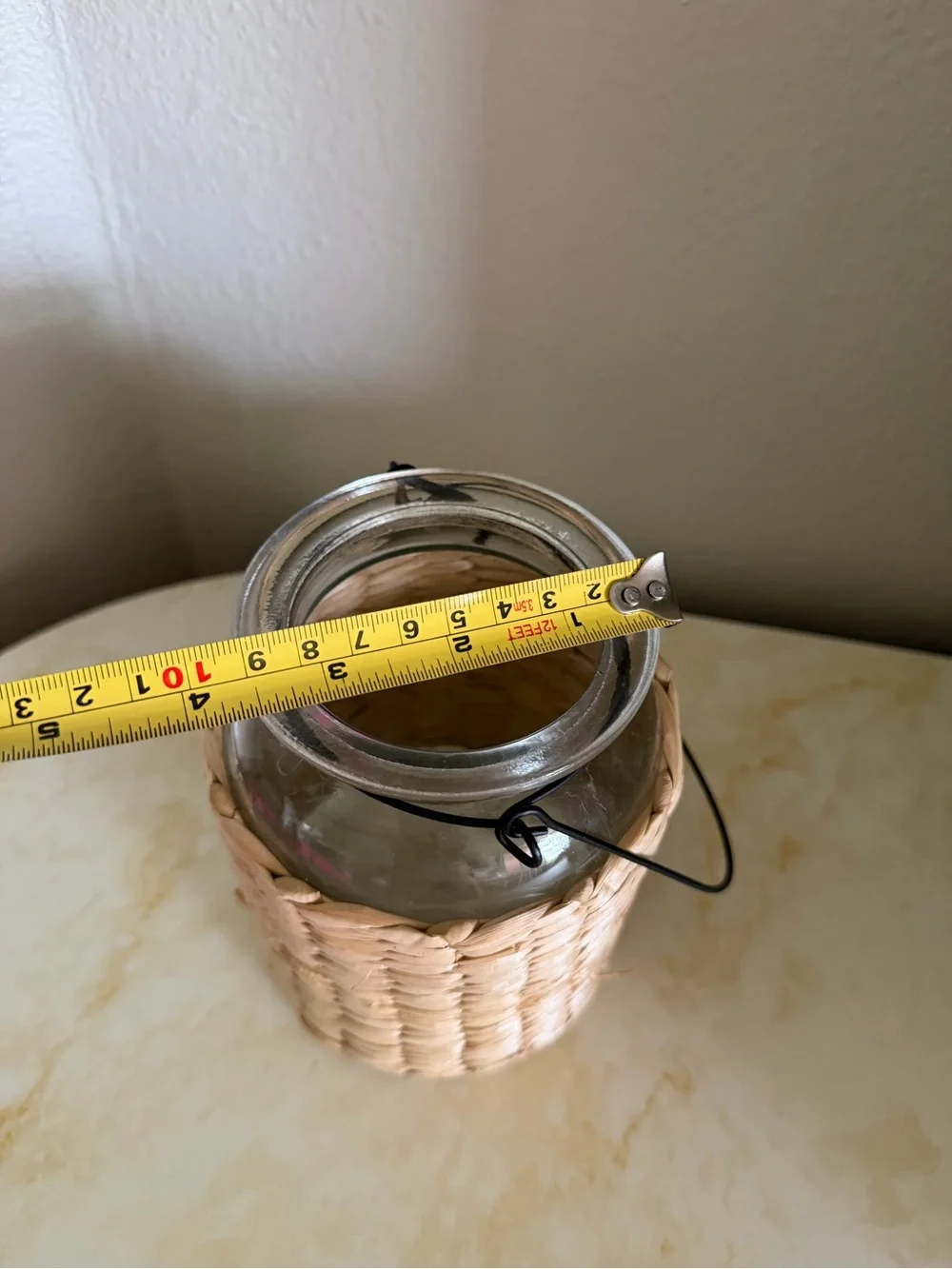 Like New Unbranded Boho Wicker Glass Flower Vase Lantern